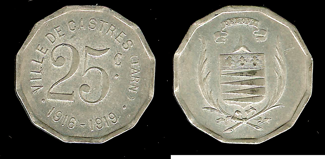 Castres (Tarn) 25 centimes 1916-1919 AU